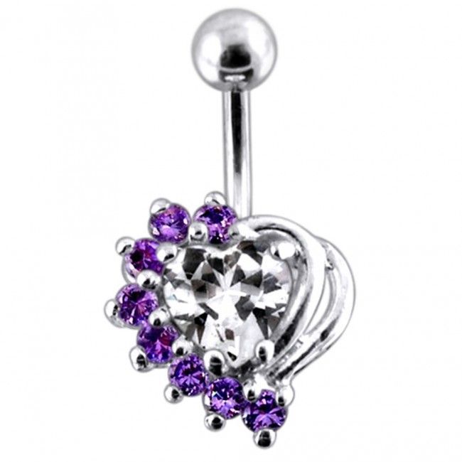 S4U Stříbrný piercing do pupíku (čirá/tmavě fialová) - BP01155-CA