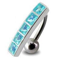 S4U Stříbrný piercing do pupíku se štítem - obrácený (tyrkysová) - BP01162-Q