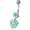 Stříbrný piercing do pupíku - srdíčko (tyrkysová)