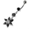 Stříbrný piercing do pupíku - kytička (čirá)