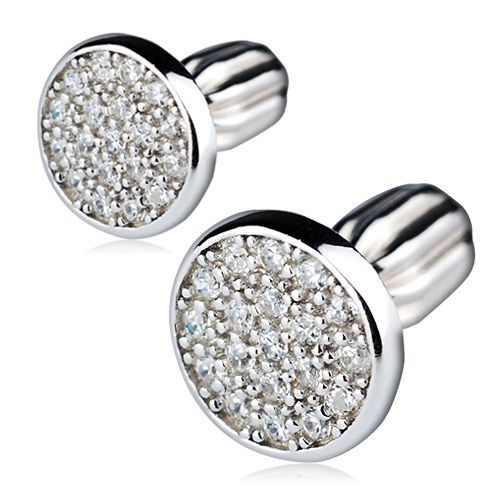 Stříbrné náušnice šroubovací, čiré zirkony - ZB83281-C