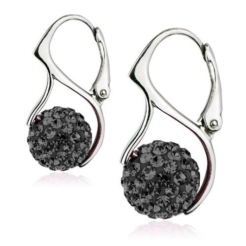 Levně Stříbrné náušnice kuličky s krystaly Crystals from Swarovski, Silver Night