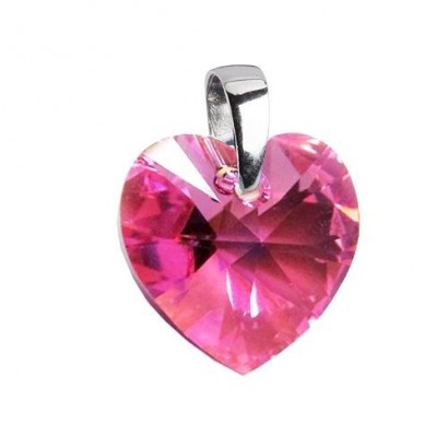 Stříbrný přívěsek srdce z dílny Crystals from Swarovski® Pink