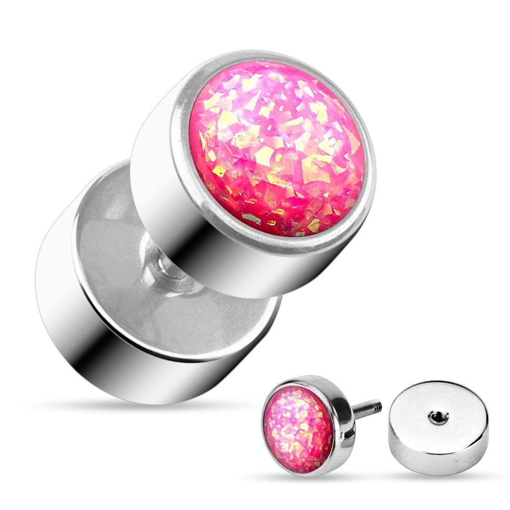 Levně Falešný piercing do ucha - barva růžová