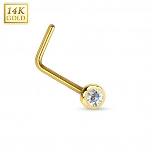 Zlatý piercing do nosu se zirkonem, Au 585/1000