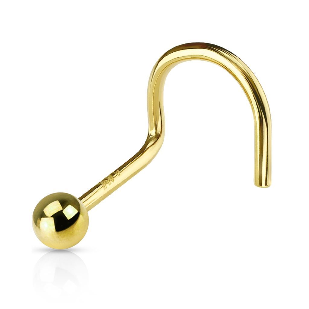 Levně Zlatý piercing do nosu - kulička, Au 585/1000 - ZL01117-YG
