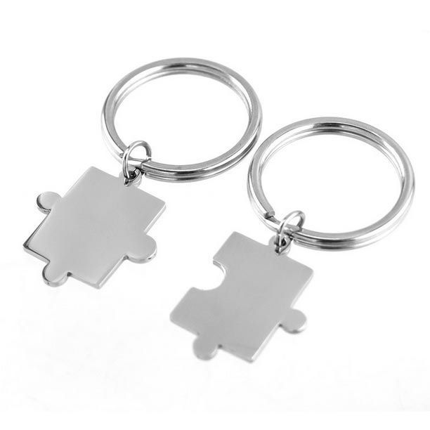 S4U 2 ks ocelových přívěseků na klíče - puzzle - OPT1045
