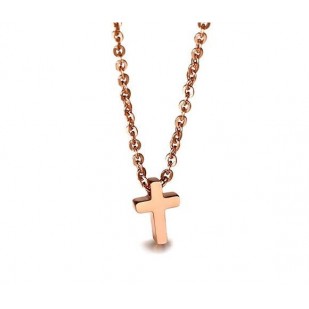 Ocelový náhrdelník křížek rosegold