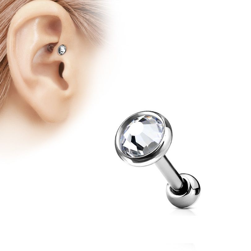 Levně Cartilage piercing do ucha, čirý kámen 4 mm - CP1013-04-C