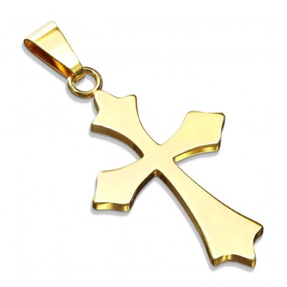 Zlacený ocelový přívěsek - kříž