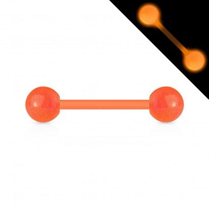 Piercing do jazyka - svítící ve tmě (oranžová)