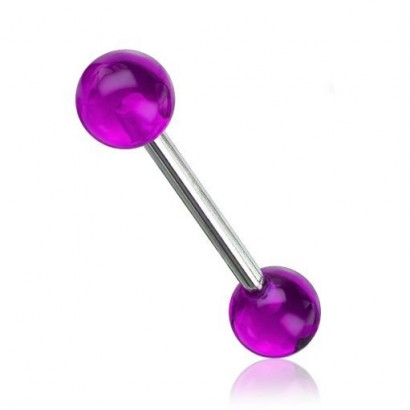 Piercing do jazyka (fialová)