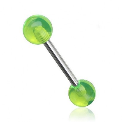 Piercing do jazyka (svítivě zelená)
