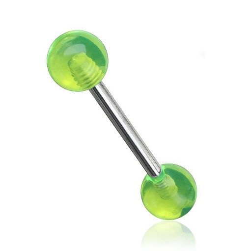 Levně Piercing do jazyka (svítivě zelená) - PJ01170-G