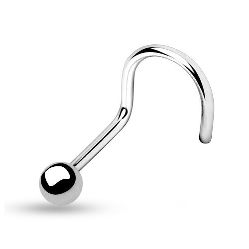 Zahnutý piercing do nosu (2 mm, kulička) - N01065-01