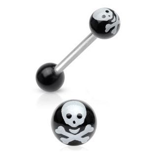 Levně S4U Piercing do jazyku - lebka (černá) - PJ01049-K