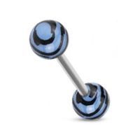 Levně Piercing do jazyka - zebrovaný (modrá) - PJ01158-B