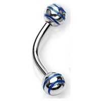 Levně Piercing do obočí s proužky (modrá) - OB01130-B