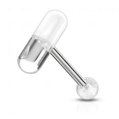 Piercing do jazyka - kapsle (čirá/bílá)