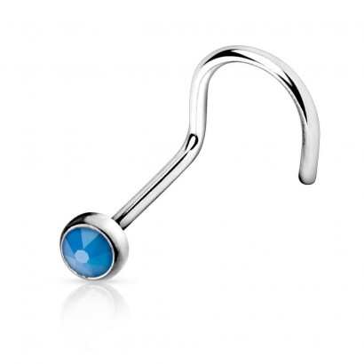 Zahnutý piercing do nosu - opalit (modrá)