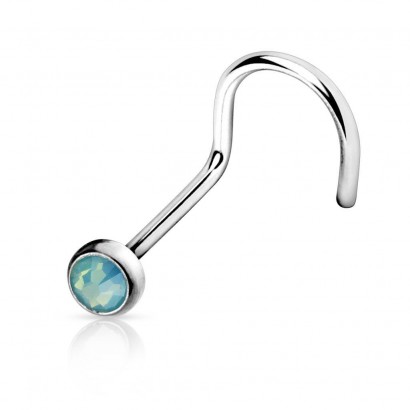 Zahnutý piercing do nosu - opalit (zelená)
