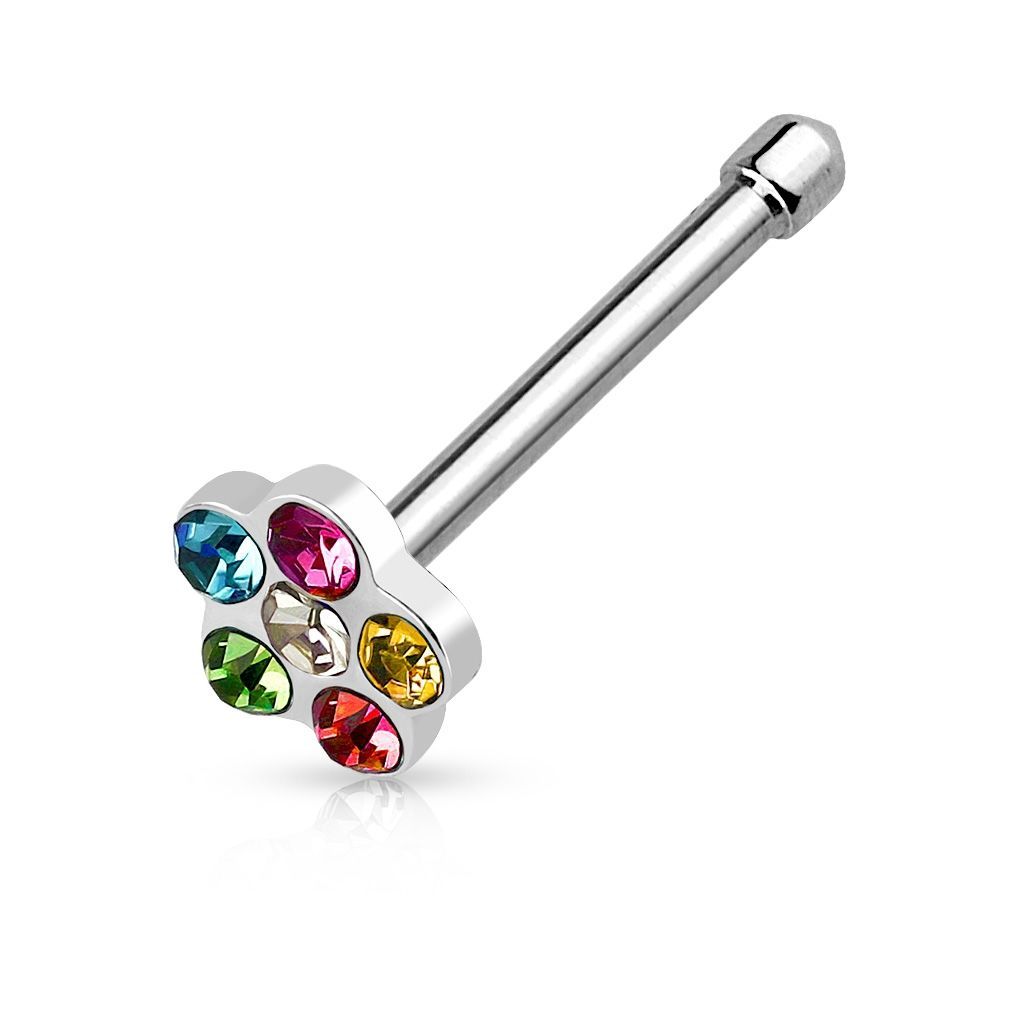 Levně Piercing do nosu - kytička (barevné) - N01121-AB