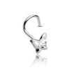 Zahnutý piercing do nosu - motýlek (růžová)