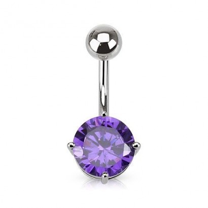 Piercing do pupíku, kámen 7 mm (fialová)