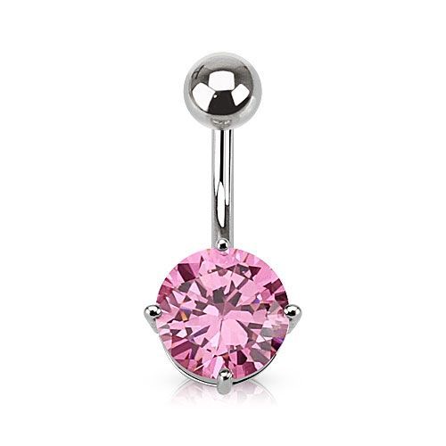 Piercing do pupíku, kámen 7 mm (růžová) - WP01262-07-P