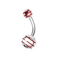 Levně Piercing do pupíku - banánek s pruhy (červená) - BS01037-R