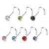 Stříbrný piercing do nosu - zirkon 3mm (tyrkysová)