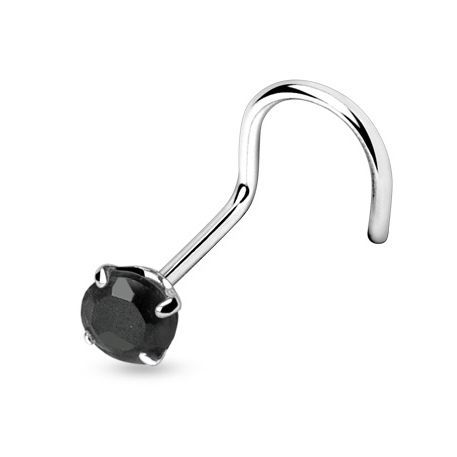 Levně Stříbrný piercing do nosu - zirkon 3mm (černá) - N01070-K