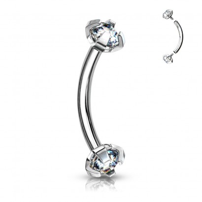 Piercing do obočí s vnitřním závitem (čirá)