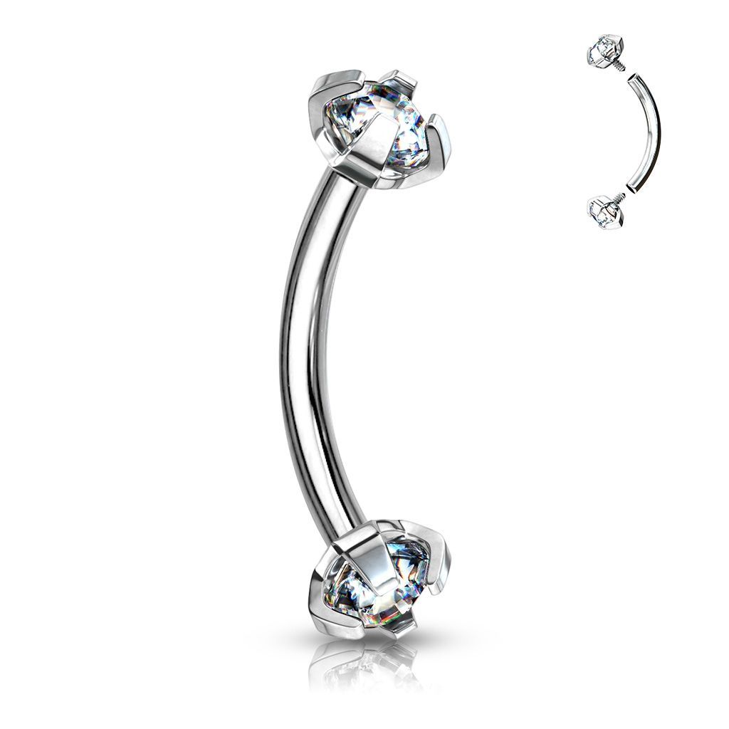 Levně Piercing do obočí s vnitřním závitem (čirá) - OB01005-C