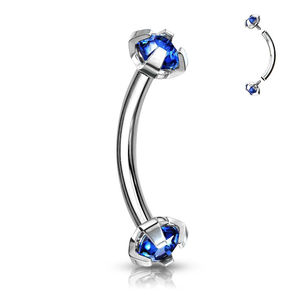 Levně Piercing do obočí s vnitřním závitem (modrá) - OB01005-B