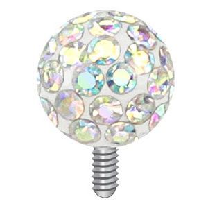 Microdermal - ozdobná část kulička se zirkony, 4 mm (duhová) - MD01003-AB