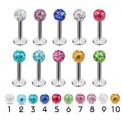 Piercing do brady - labreta se krystaly Swarovski® (červená)