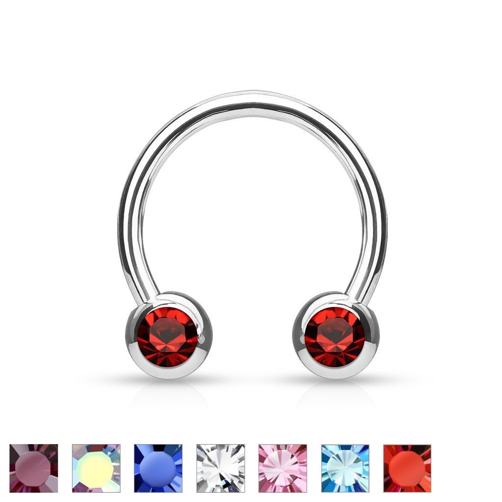 Levně S4U Piercing podkova s kamínky (tyrkysová) - PV1002Q-120833