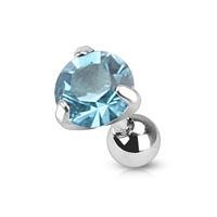 Levně Cartilage piercing do ucha, zirkon 4 mm (tyrkysová) - CP1012-4-Q