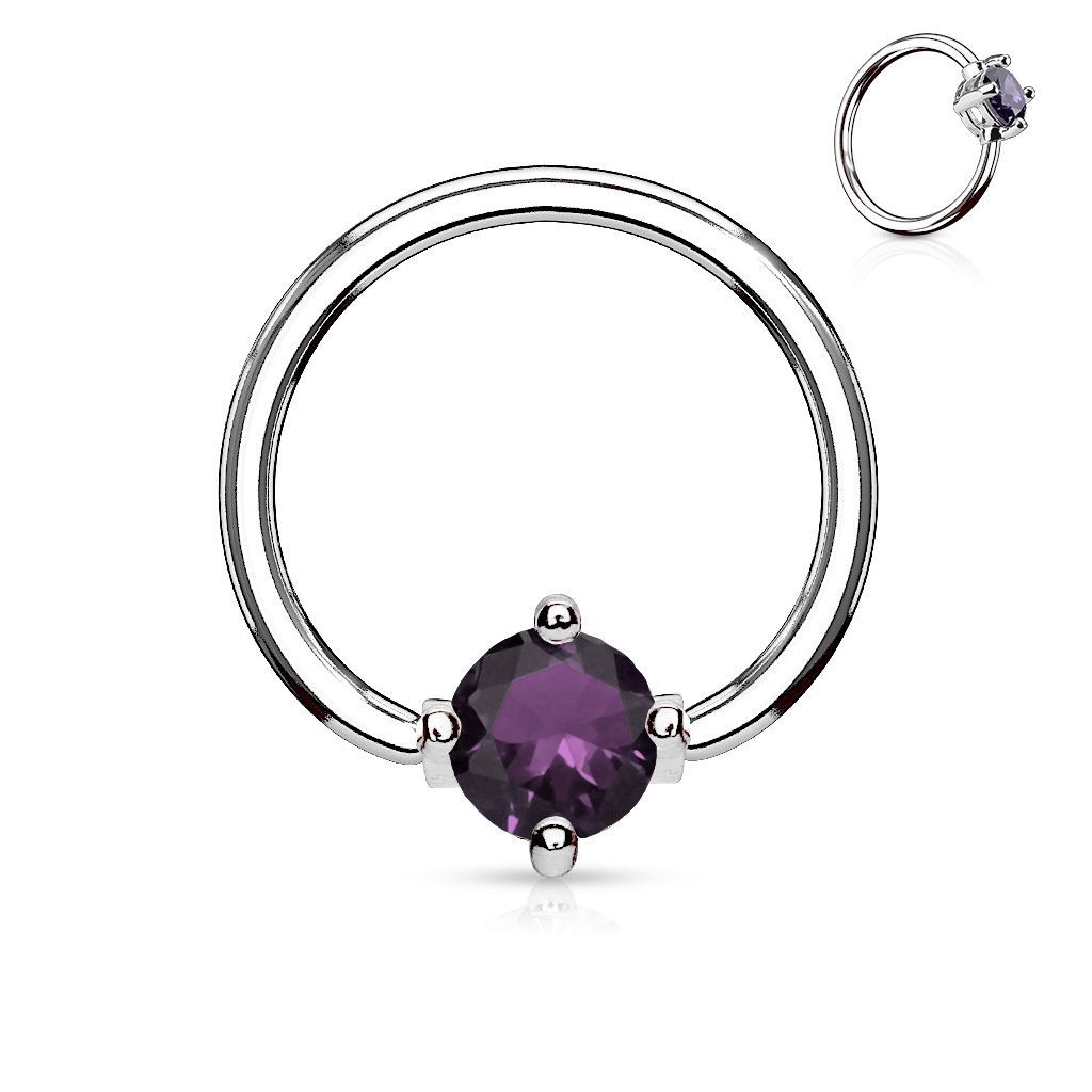 Levně S4U Piercing - kruh s kamínkem (fialová) - K1021-A