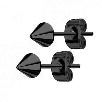 Ocelové náušnice - špičky černé (4 x 4 mm)