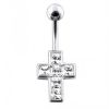 Stříbrný piercing do pupíku - křížek (tyrkysová)