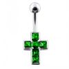 Stříbrný piercing do pupíku - křížek (růžová)