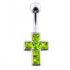 Stříbrný piercing do pupíku - křížek (čirá)