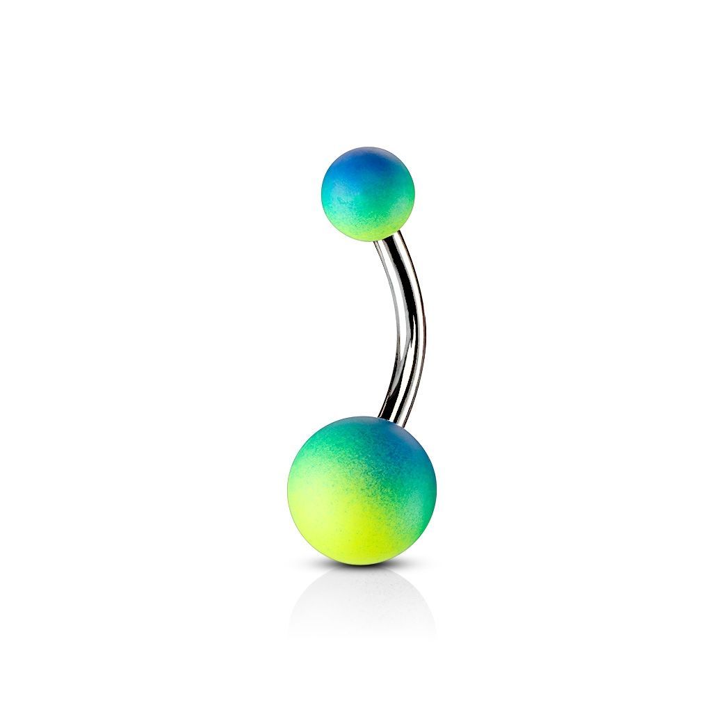 Levně Piercing do pupíku - banánek (modrá/zelená, 1,6 x 10 mm) - BA0005-BG