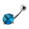 Stříbrný piercing do pupíku, zirkon 10 mm (tyrkysová)