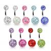 Piercing do pupíku zdobený krystaly Swarovski® (červená, 1,6 x 10 mm)