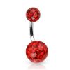 Piercing do pupíku zdobený krystaly Swarovski® (červená, 1,6 x 10 mm)