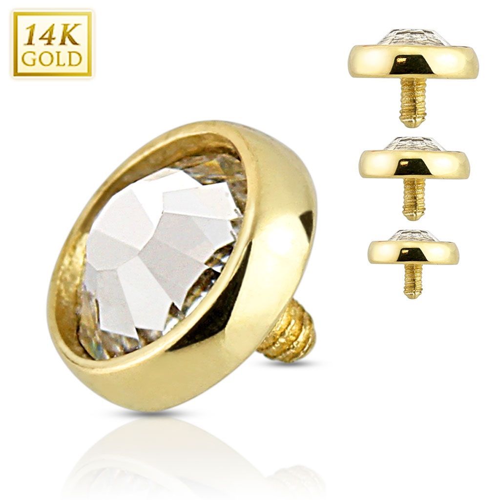 Levně Zlatý piercing - dermál zirkon, Au 585/1000 (0,28 g, 6 mm) - ZL01038-06-YG