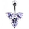 Stříbrný piercing do pupíku - kytička (fialová)